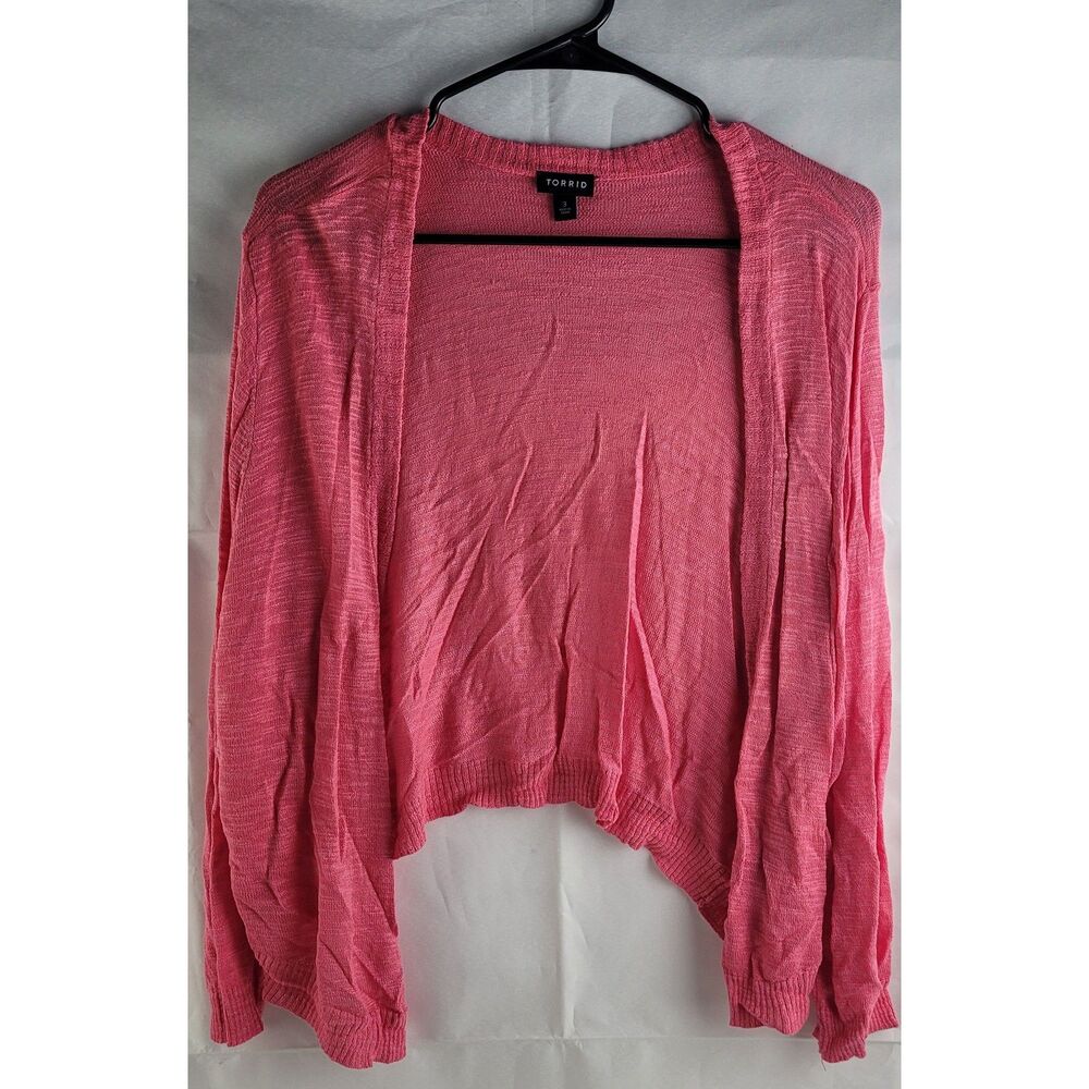 Torrid open-front slub pink knit cardigan Sz 3